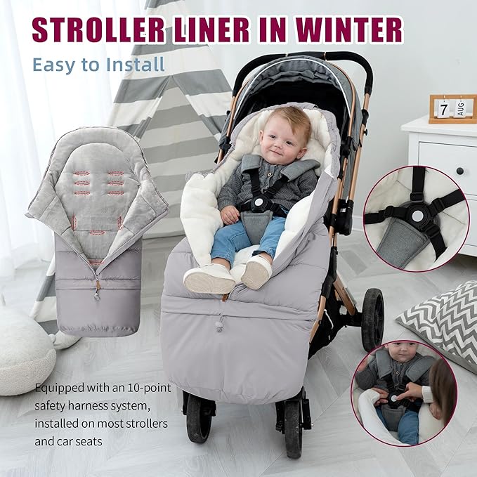 LAT Baby Warm Bunting Bag Universal,Extended and Removable,Stroller Sleeping Bag Cold Weather,Waterproof Toddler Footmuff