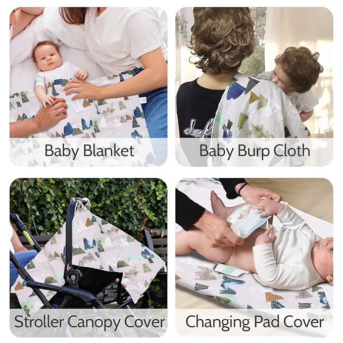TANOFAR Car Seat Cover Baby, Carseat Covers Baby Boy Girl, Peekaboo Opening Infant Car Seat Cover for Winter, Warm & Cozy, Adventure Mountain