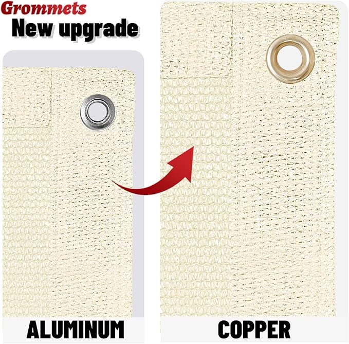 SUNNY GUARD Shade Cloth Custom Size 6x22 FT Sun Shade Screen Fabric Shade Cover Tarp with Grommets for Pergola Backyard Garden, Butter Cream(We Customized)