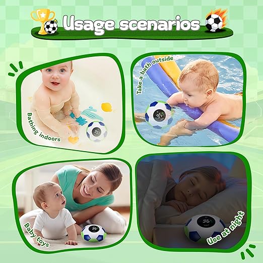 Baby Bath Thermometer with Floating Toys - Digital Water & Room Temperature Monitor, Rechargeable Thermometer with Alerts for Newborn Bath Essentials, Infant Safety