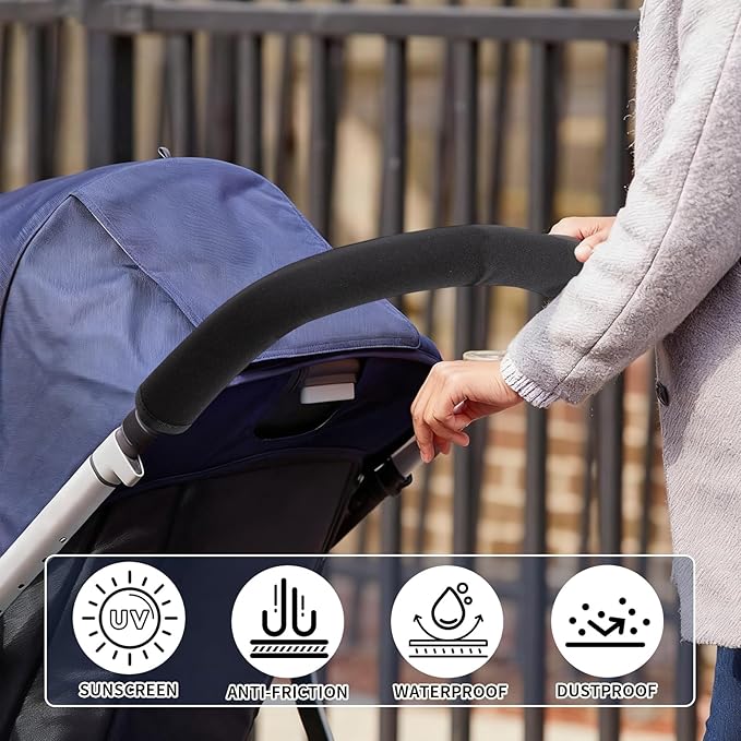Stroller Handle Cover,Stroller Handlebar Cover,2 Pack Pushchair Armrest Sleeve Handle Protector Covers,Universal Protective Case for Pram Strollers Grip Bar,Stroller Accessories Essentials