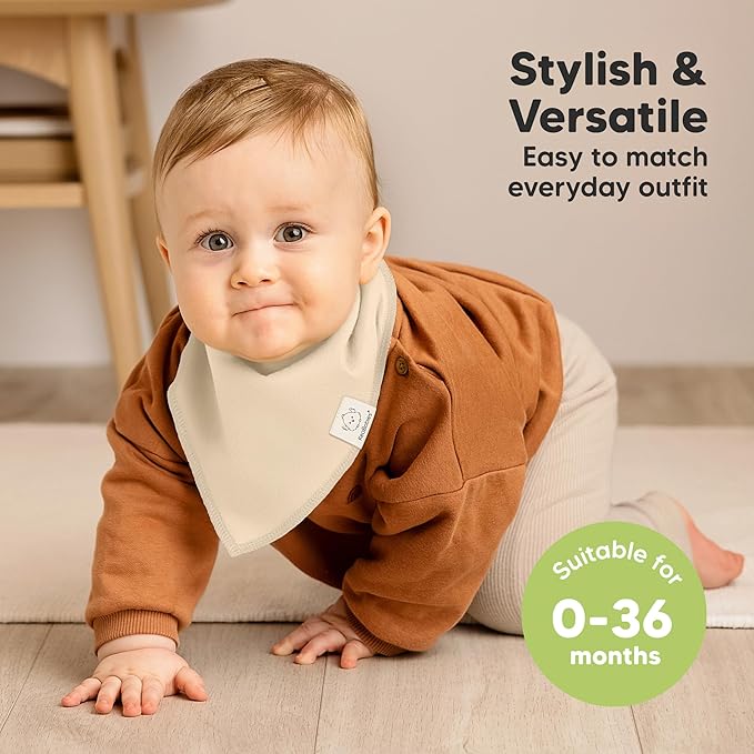 KeaBabies 8-Pack Organic Baby Bandana Bibs for Boys, Girls - Super Absorbent Triangle Baby Bibs for Drooling and Teething Infant, 100% Cotton Extra Soft for Newborn, Infant 0-36 Months (Pure)