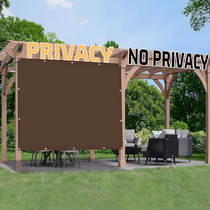 SUNNY GUARD Shade Cloth Custom Size 6x22 FT Sun Shade Screen Fabric Shade Cover Tarp with Grommets for Pergola Backyard Garden, Brown(We Customized)
