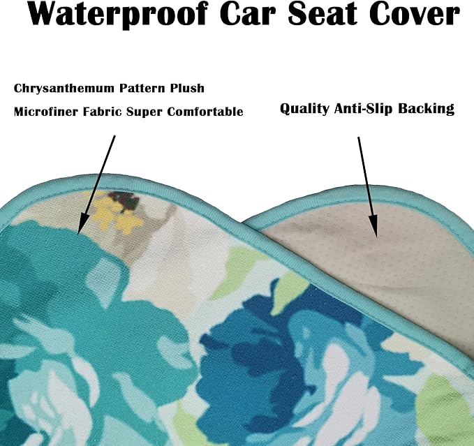 LoyaGour Car Seat Cover Protector Front Seats,for Gym Workout,Running,Swimming,Beach and Hiking,Waterproof Sweat Towel Bucket Seat Covers for Cars SUV Trucks (Chrysanthemum, 1Pcs)
