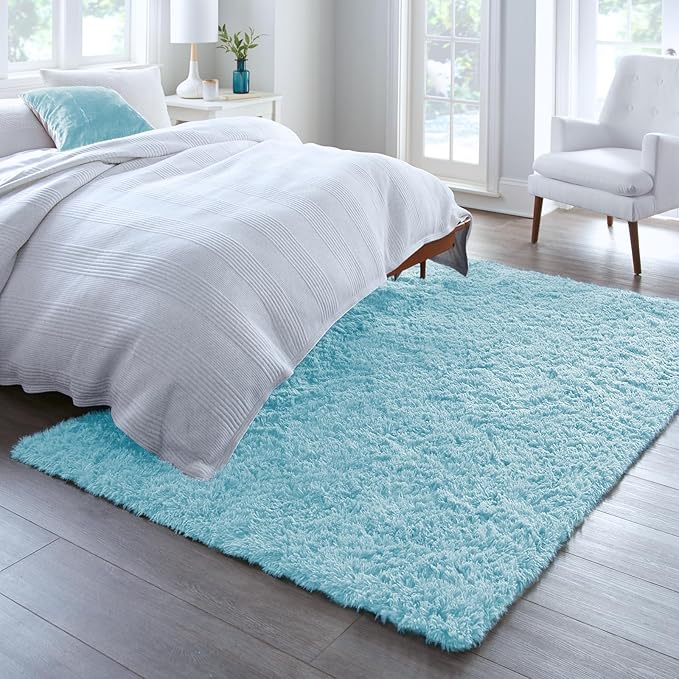 Ophanie Area Rugs for Bedroom Living Room,Color Light Blue,Size 5' x 8',Shape Rectangular