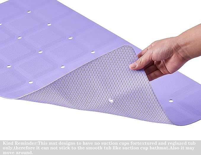 Foldable Non Slip Silicon Bath Mat Bathtub mat Shower mats no Suction Cups for Textured Tub and Reglazed Tub(Foldable-Purple, 28-inch x 14-inch)