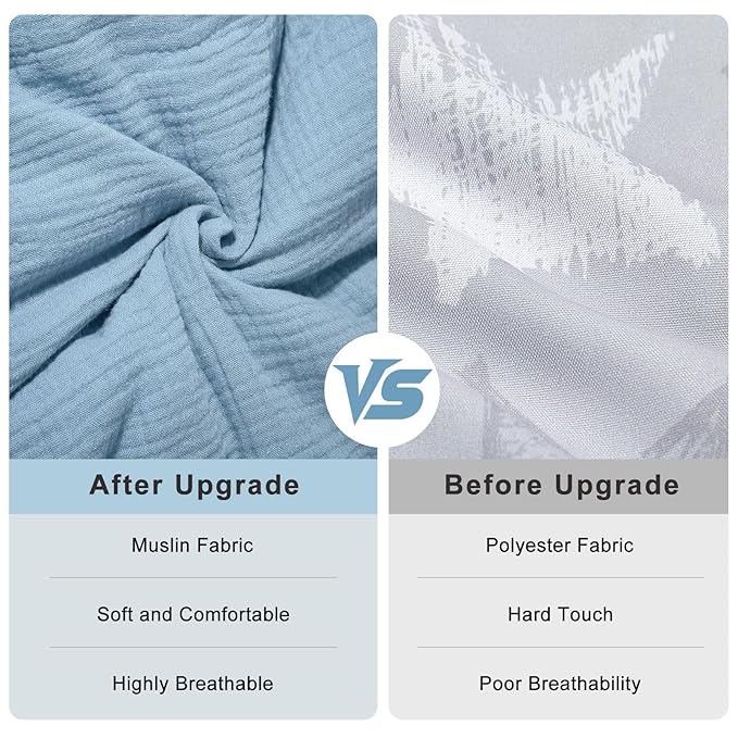 Muslin Shopping Cart Cover for Baby Soft & Breathable High Chair Covers for Restaurant Seat Grocery Cart Cover with Storage Pocket Machine Washable for Infant Toddler Boy Girl, Dusty Blue