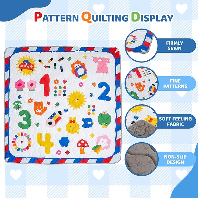 Baby Play Mat for Floor, 50'' x 50'' Thicken Foam Soft Padded Mat for Baby, Playpen Mat for Toddlers Infant Kids, Machine Washable, Non-Slip Bottom Safe for Crawling (Number)