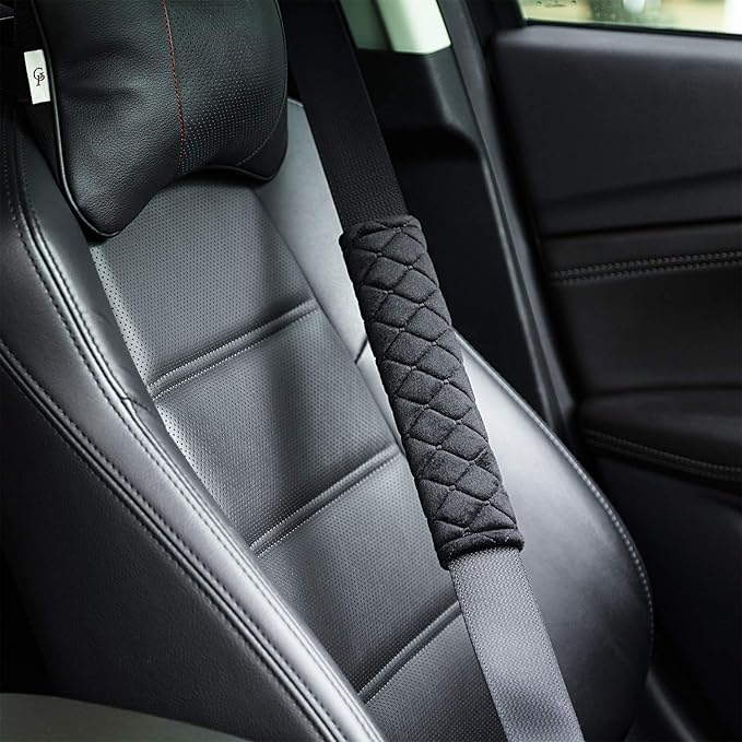 Tatuo 4 Pack Seat Belt Cover Extra Long Seat Belt Pads for Car Soft Comfort Shoulder Strap Covers Harness Pads Helps Protect Your Neck and Shoulder(10.6 Inch,Black)