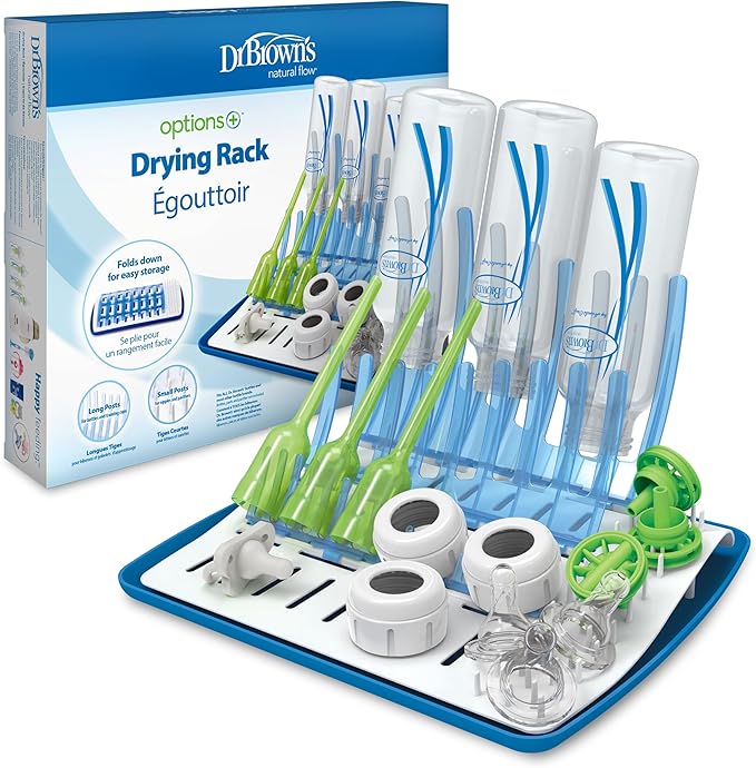 Dr. Brown's Folding Baby Bottle Drying Rack for Easy Storage - Dry Nipples,Pacifiers and Other Baby Essentials,BPA Free,(Pack of 6)
