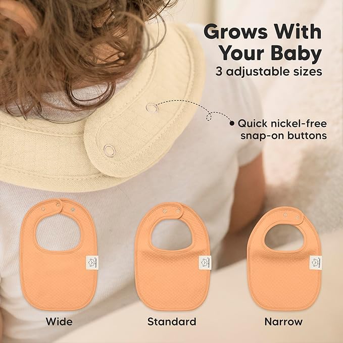 KeaBabies 8-Pack Organic Baby Bibs for Girls, Boys - Quilted Cotton Cloth Baby Drool Bibs for Drooling and Teething Toddler, Newborn, Infant, Soft & Super Absorbent (Driftwood)