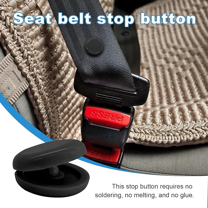 Augeny 10 Sets Seat Belt Button Stop, Plastic Seat Belt Stop Clips, Universal Snap-On System Seatbelt Buckle Stopper Button Kit, Prevent Buckle from Sliding Down, No Welding Required (Black)