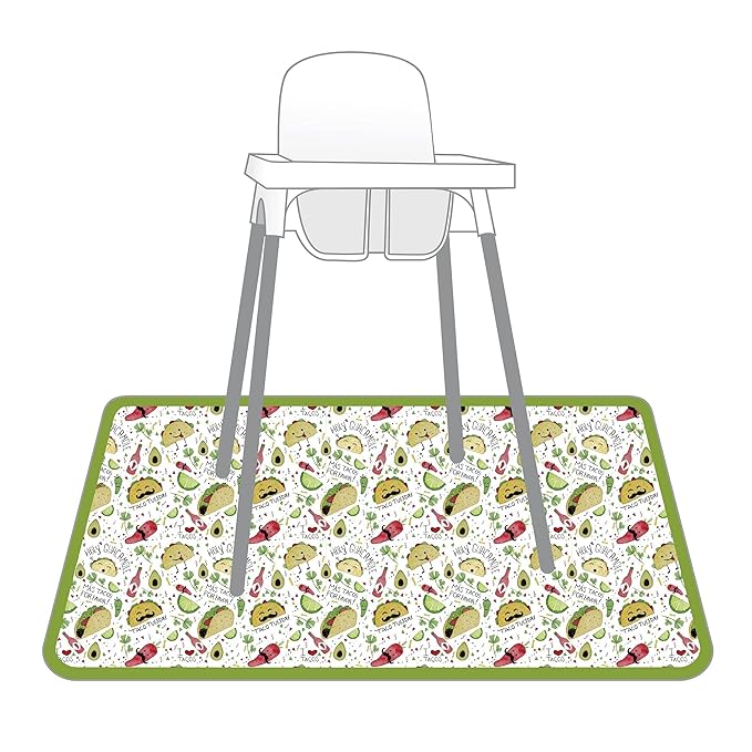 BapronBaby Taco Party Splash Mat - Waterproof Catch-All for Under High Chairs, Floors, Tables, Playtime or Arts & Crafts - Machine Washable - 45" x 45”
