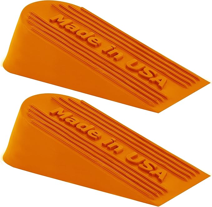 Halloween Orange Large Rubber Door Stopper Made in USA - Door Stop Wedge for Carpet, Tile, or Concrete - Door stoppers for Bottom of Door -Heavy Duty for Commercial & Home Use 6.5 x 2.75 x 1.9 in 2PK