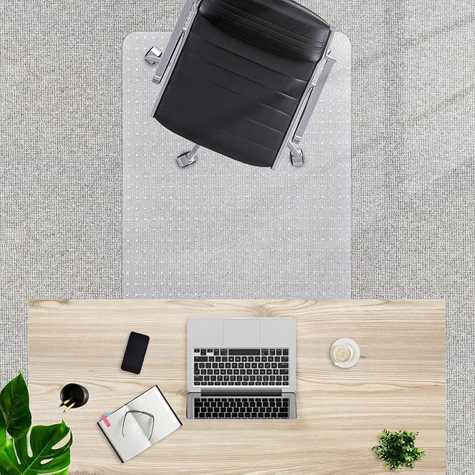 Office Chair Mat for Carpet Floors, 48" x 30" Clear Desk Chair Mats for Low Pile Carpeted Protector, Sturdy PVC Computer Chair Mats Anti-Slip and Easy to Clean for Home & Office