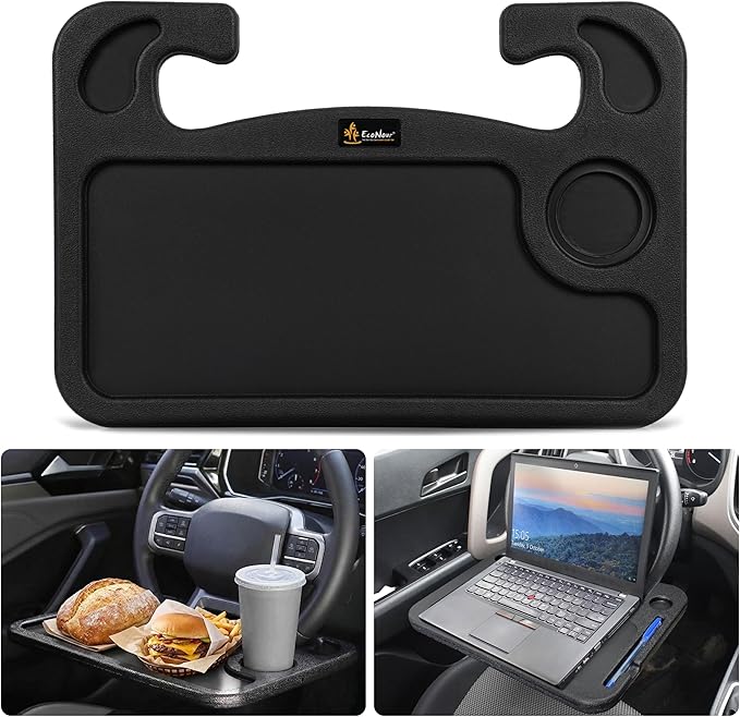 EcoNour Steering Wheel Desk Tray Compatible for Ford F150 2015-2020 | Car Laptop Mount Tray with Pen Holder | Food & Drink Holder | Multipurpose Travel Car Accessories