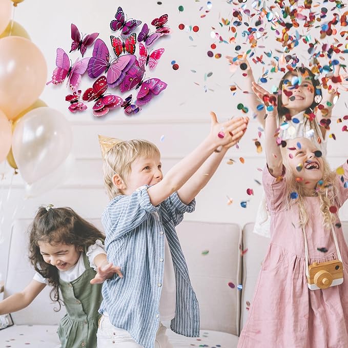 OPSEAM Butterfly Wall Decor 24/48 PCS, 3D Butterflies Stickers for Party Decorations with Magnets(Purple, 24)