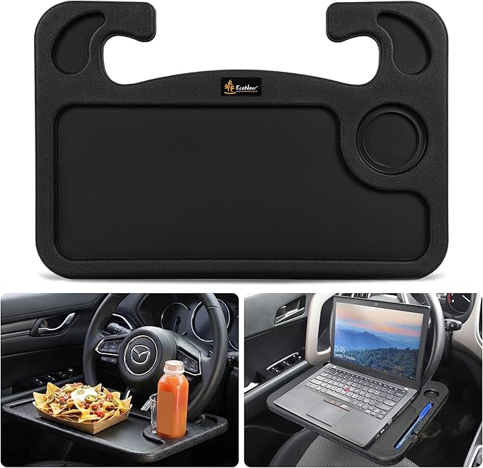 EcoNour Steering Wheel Desk Tray Compatible for Mazda CX 5 2017-2026 | Car Laptop Mount Tray with Pen Holder | Food & Drink Holder | Multipurpose Travel Car Accessories