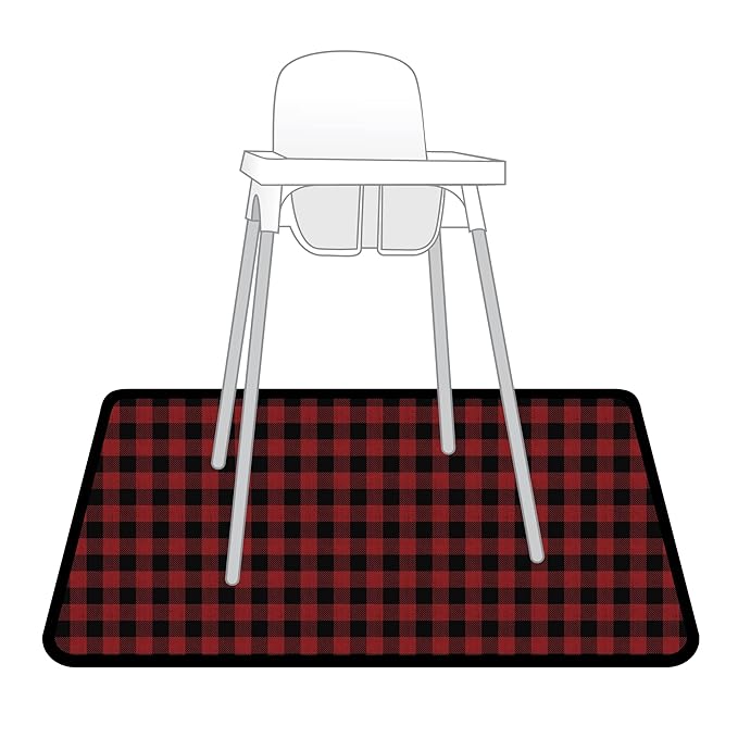 BapronBaby Red Buffalo Plaid Splash Mat - Waterproof Catch-All for Under High Chairs, Floors, Tables, Playtime or Arts & Crafts - Machine Washable - 45" x 45”