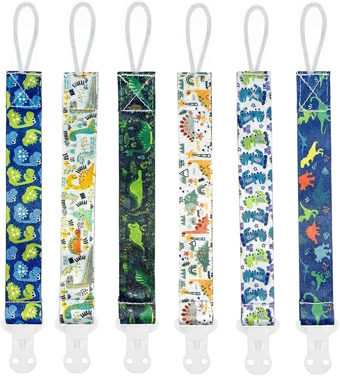PandaEar Baby Pacifier Clips, 6 Pack Universal Holder Leash for Boys and Girls, Teething Toys Teethers