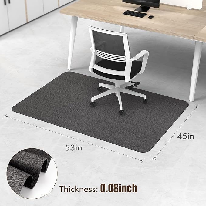 Blvornl Office Chair Mat for Hardwood Floor, 45"x 53" Desk Chair Mat for Hard Wood and Tile Floor, Large Anti-Slip Hard Floor Protector, PVC Mat Desk Rug for Office Home, Black