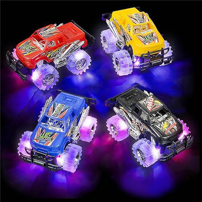 Light-Up Monster Truck Toys (2-Pack) – Push-&-Go Cars with Glowing Wheels – Birthday Gift for Toddlers, Boys & Girls Ages 3+ – Durable Friction-Powered Trucks – Batteries Included