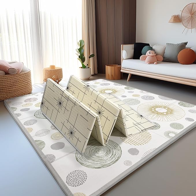 Extra Large Baby Play Mat 79x70, Foldable Baby Play Mat for Floor, Waterproof, Safe & Thick Playmats for Babies and Toddlers, Non-Slip Backing Safe for Crawling&Tummy Time, Indoor & Outdoor Use