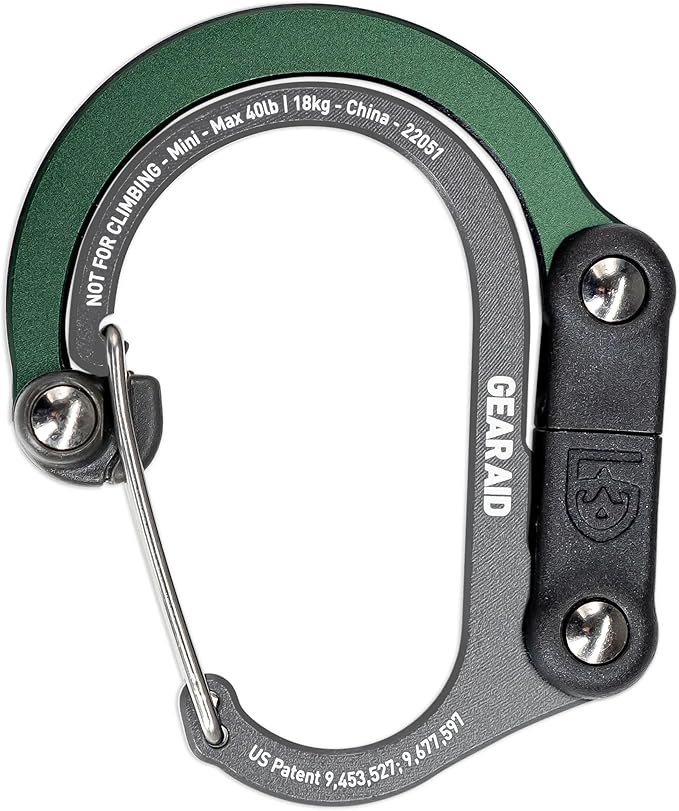 GEAR AID HEROCLIP (Mini) Carabiner Gear Clip and Hook, for Hanging Bags, Purses, Lanterns, Strollers, Tools, Helmets, Water Bottles, and More