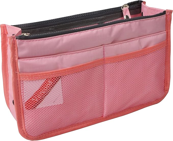 Vercord Updated Purse Handbag Organizer Insert Liner Bag in Bag 13 Pockets Pink Medium