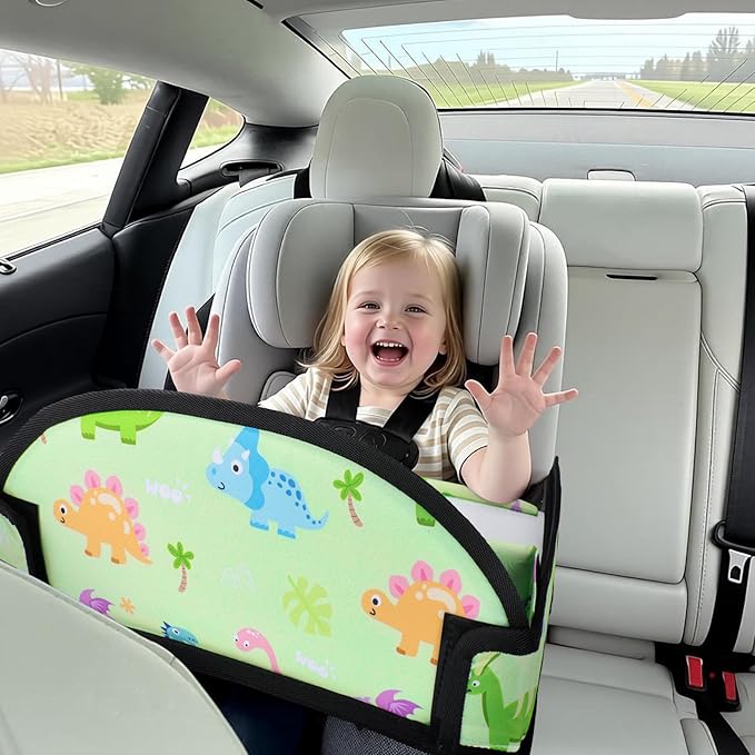 Kids Travel Tray, 3PCS Car Seat Tray for kids Travel, Toddler Road Trip Essentials With Drawing Kit, Toddler Lap Desk Organizer for Car, Carseat Table for Airplane