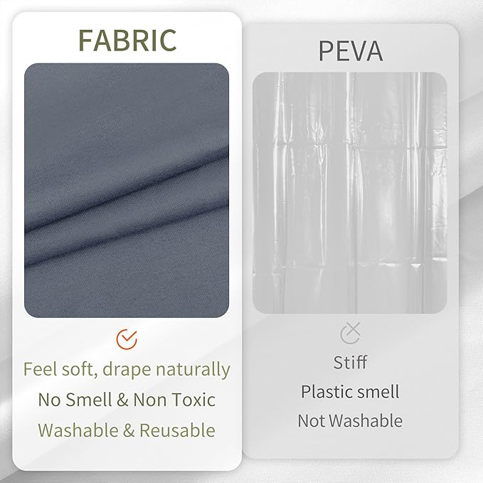 ALYVIA SPRING Stall Fabric Shower Curtain Liner Waterproof - Soft & Lightweight Small Shower Curtain with Magnets for Narrow Stall Size, Machine Washable - 36x72, Stone Blue