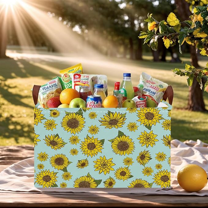 ASKETAM Cute Rectangle Storage Basket Nursery Room Decor Gift Basket (Sunflower)