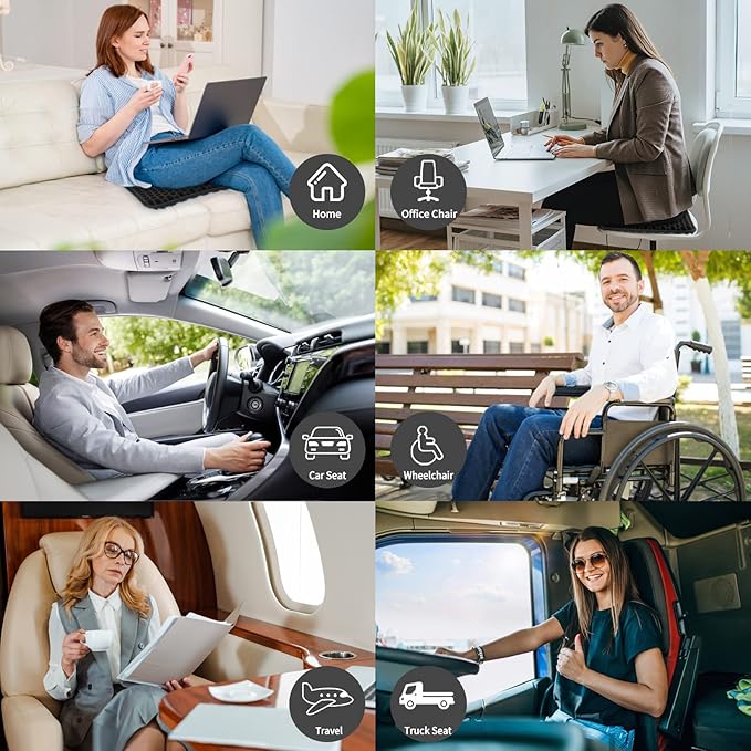 Cooushing Gel Seat Cushion, for Long Sitting -Double Thick Gel Seat Cushion Breathable Honeycomb Chair Cushion with Non-Slip Cover for Office Chair Car, Wheelchair, Long Trips,Relief Sciatica Pain