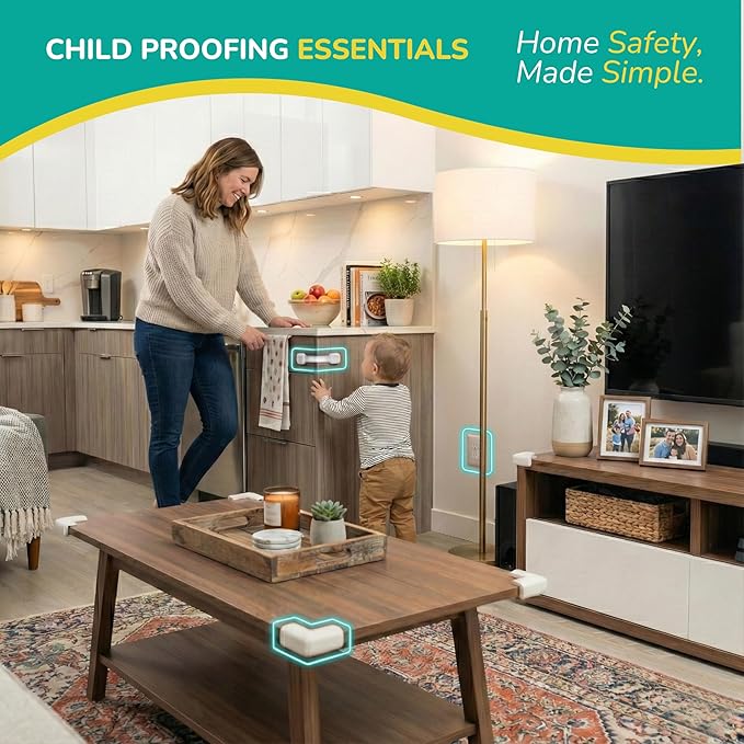 SafeNest All-in-One 30pc Child Safety Kit, Ultimate Bundle, No Drilling Easy Install, Home Baby Proofing Essentials, Corner Guards, Outlet Covers, Cabinet Locks, Door Stops