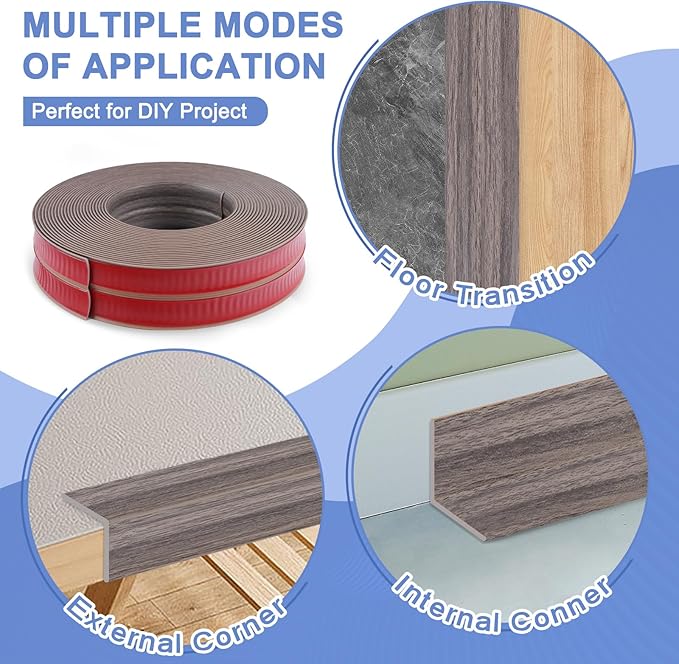 Wall Corner Protector Moulding Trim Peel and Stick Wall Corner Guards Trim Flexible Self Adhesive Edge Protector Moulding, 1.6 in x 20 Ft, Brown Walnut Wood