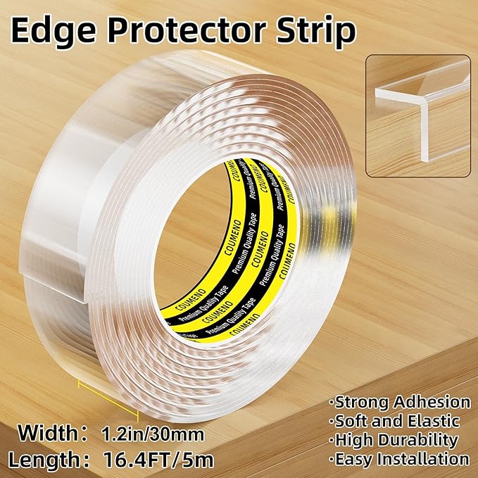 COUMENO Clear Edge Protector,Safe Corner Protector, Anti-Sharp Edge Protector, for Furniture, Drawers, Tables, Cabinets 1.2inX16.4FT