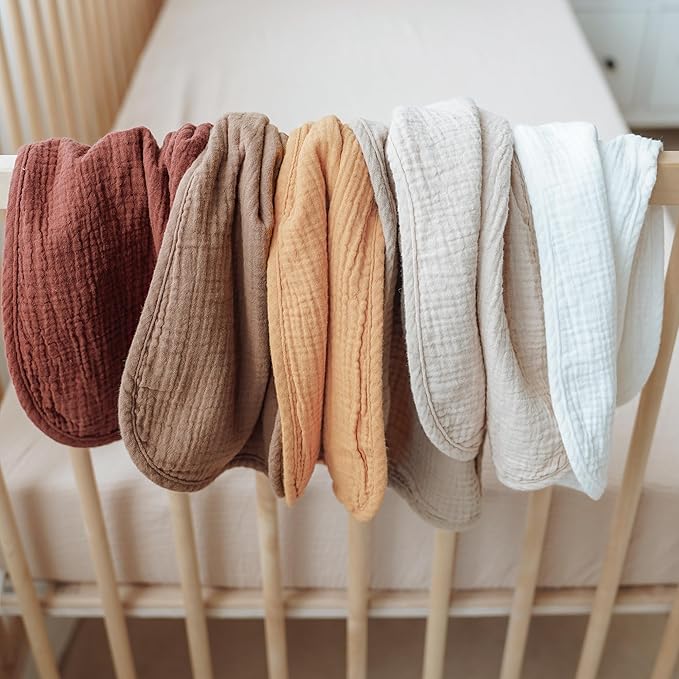 Konssy Muslin Baby Burp Cloths Sets for Unisex- 6 Pack Large 100% Cotton Burping Clothes for Newborn, Baby Girls and Boys