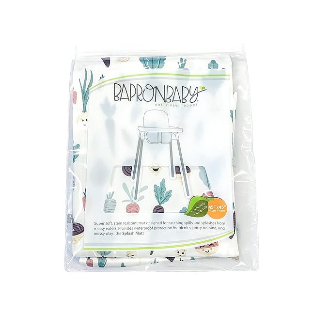 BapronBaby Root Veggies Splash Mat - Waterproof Catch-All for Under High Chairs, Floors, Tables, Playtime or Arts & Crafts - Machine Washable - 45" x 45”