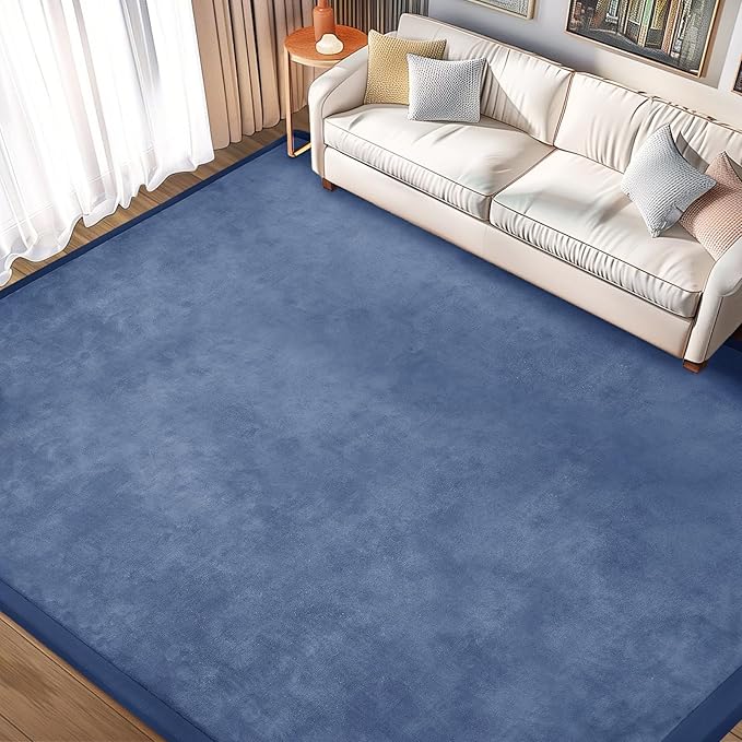 Baby Play Mat 1.2" Thick Memory Foam Nursery Rug Area Rug, 13'1" x 6'7", Velvet, Blue