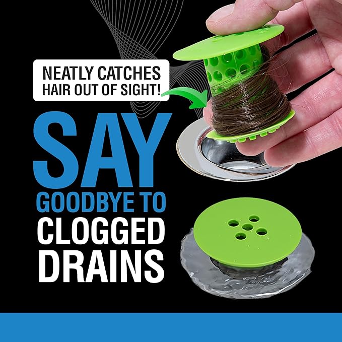 TubShroom Bathtub Drain Hair Catcher – In-Drain Tub Strainer & Clog Prevention Protector, Fits Standard 1.4”–1.75” Tub Drains, Easy Clean, Captures Human & Pet Hair out of Sight (Green)