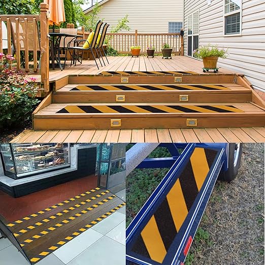 Anti Slip Traction Tape, 4 Inch x 35Ft Non Skid Safety Tape Outdoor Waterproof Grip Tape for Stairs Heavy Duty Anti Slip Warning Tape for Outdoor Stairs Step Treads Ramps Boats Pool- Yellow/Black