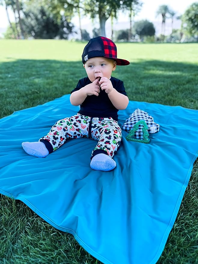BapronBaby Minimalist Dusty Blue Splash Mat - Waterproof Catch-All for Under High Chairs, Floors, Tables, Playtime or Arts & Crafts - Machine Washable - 45" x 45”