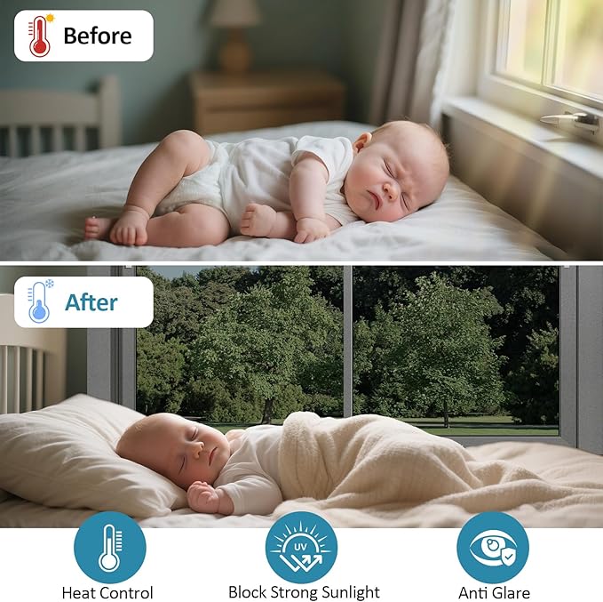 Window Film Transparent Heat Control UV Blocking, 50% VLT Window Tint for Shopfront Glass with Installation Tools, PET Material, Ideal for Stores, Glass Doors and Display Windows, 27.6Inch×196.9Inch