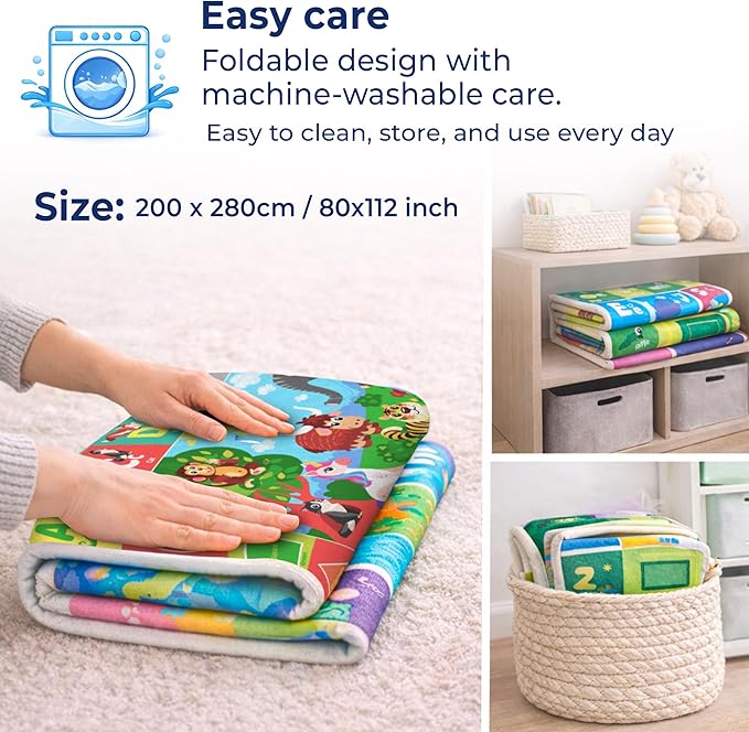 QUOKKA Baby Mat for Floor Play for Babies 6-12 Months – Super Soft Baby Floor Play Mat for Toddlers 1-3 – Extra Large Thick Plush Rug for Nursery – Padded Foldable Activity Infant Playroom Carpet