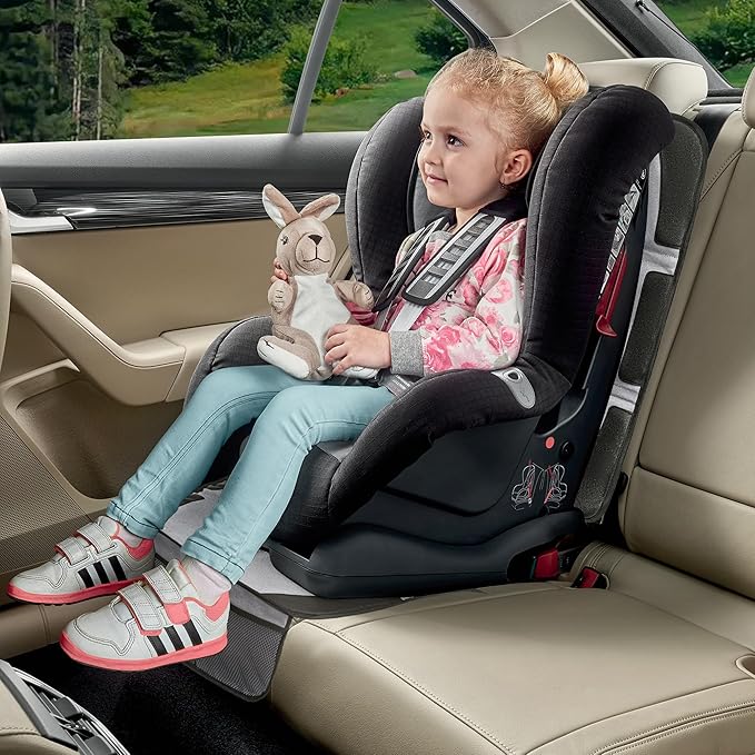 Car Seat Protector, 2 Pack Baby CarSeat Covers with Mesh Pockets & Non-Slip Backing 600D Durable Seat Protectors Under Car Seat for Baby(Gray, Large)
