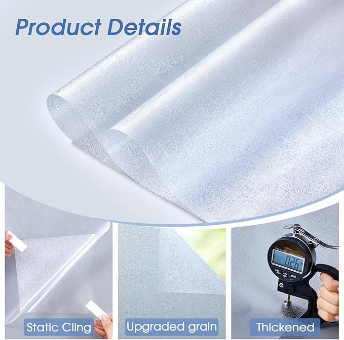 SUNBABY Window Privacy Film Frosted Glass Windows Clings Heat Blocking Windows Film Decorative Bathroom Door Windows Coverings Frosting Day and Night Privacy Film Home Window Tint,35.4x236IN