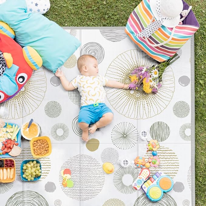 Extra Large Baby Play Mat 79x70, Foldable Baby Play Mat for Floor, Waterproof, Safe & Thick Playmats for Babies and Toddlers, Non-Slip Backing Safe for Crawling&Tummy Time, Indoor & Outdoor Use