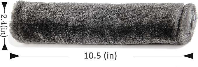 Amooca Soft Faux Fur Universal Fit Seatbelt Cover Car Truck SUV Airplane Seat Belt Shoulder Pad for Carmera Backpack Straps Neck Cushion Protector 2 Pack 10.5in Dark Gray