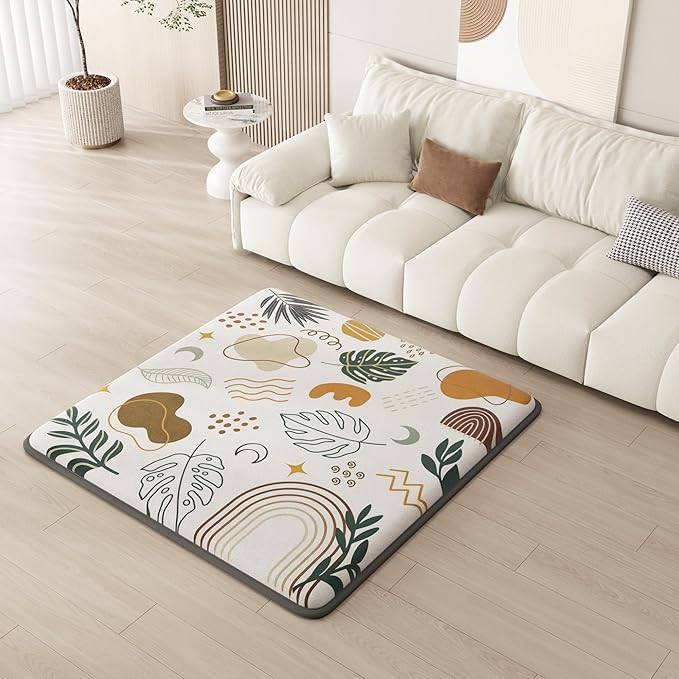 1.3" Thick Baby Play Mat for Floor, Elasti-Foam 71x59 Playpen Mat, Water Repellent Ultra Soft Coral Velvet Tummy Time Crawling Mats for Kid Toddlers Infants, Non-Slip Backing Safe for Earth Tones