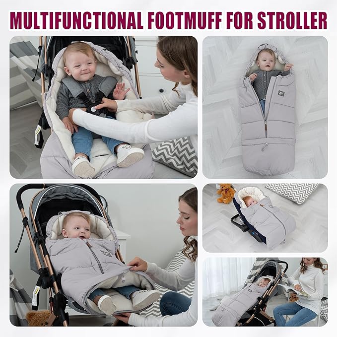 LAT Baby Warm Bunting Bag Universal,Extended and Removable,Stroller Sleeping Bag Cold Weather,Waterproof Toddler Footmuff